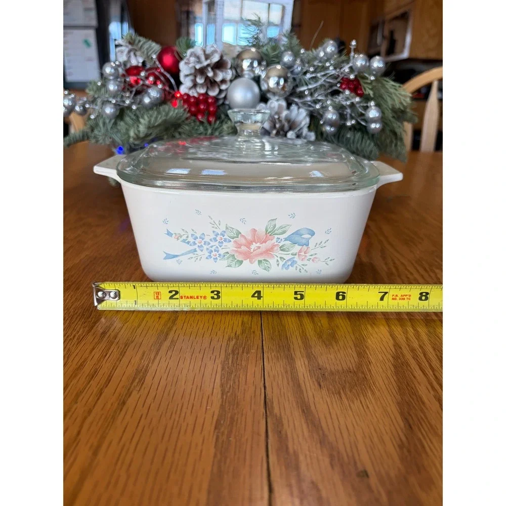Corning Ware Symphony A-1½-B 1.5L Casserole Dish w/ Lid Pink Blue Floral Vintage
